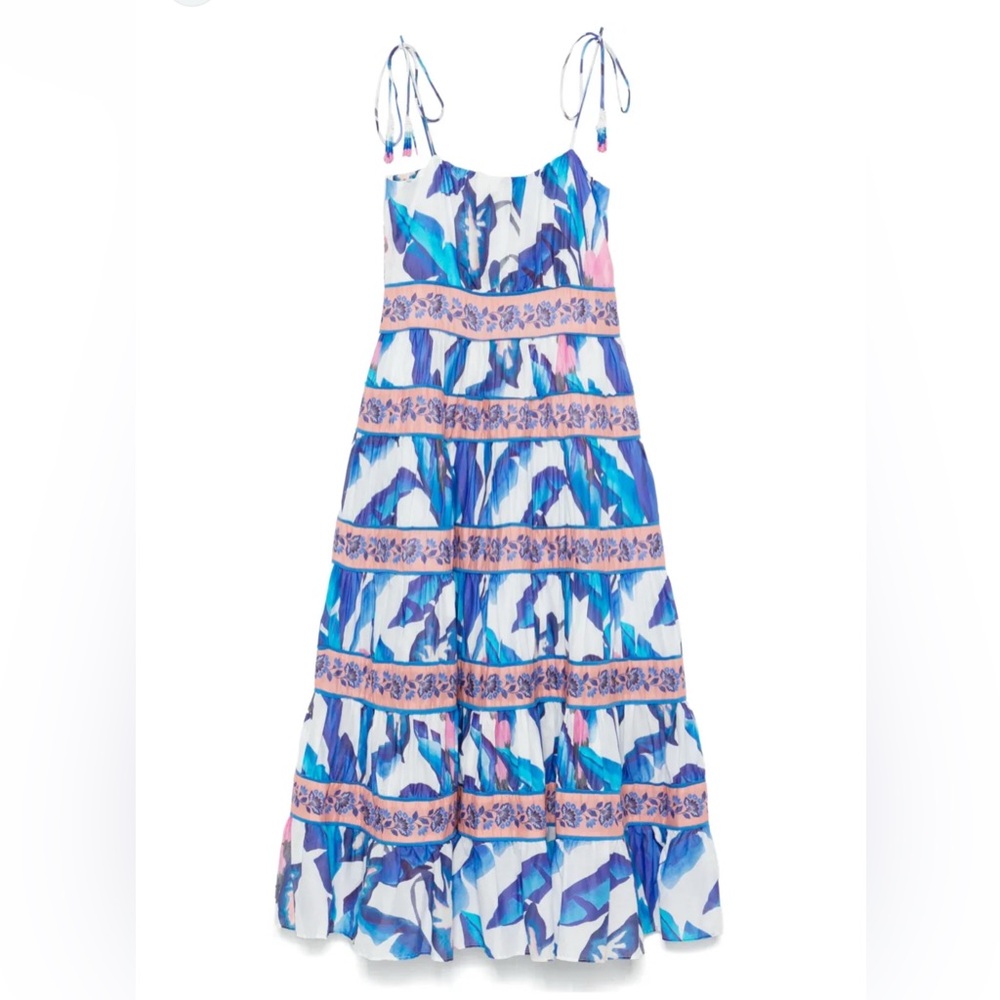 FARM Rio FOLIAGE Midi Dress, Blue and white Brand New With Tags, has beats - Picture 4 of 15